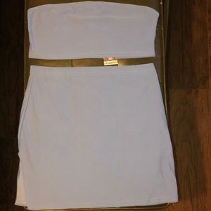 Boohoo Bandeau & Split Detail Mini Skirt Co-ord